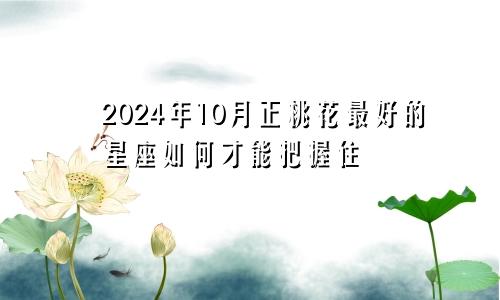 2024年10月正桃花最好的星座如何才能把握住