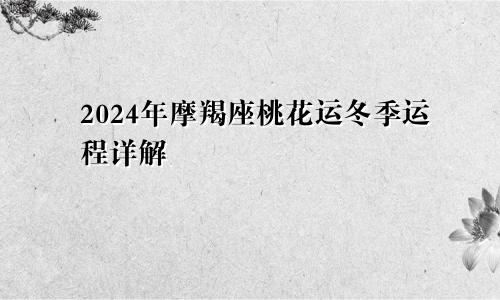 2024年摩羯座桃花运冬季运程详解 桃花质量不错