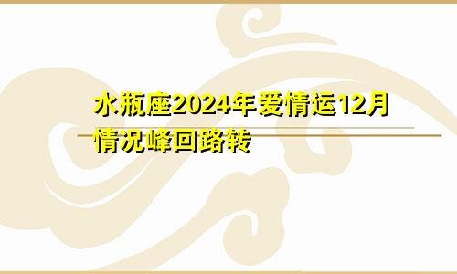 水瓶座2024年爱情运12月情况峰回路转　　