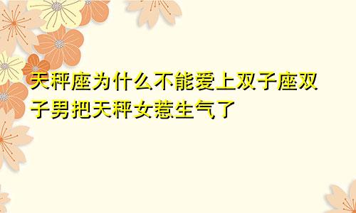 天秤座为什么不能爱上双子座双子男把天秤女惹生气了