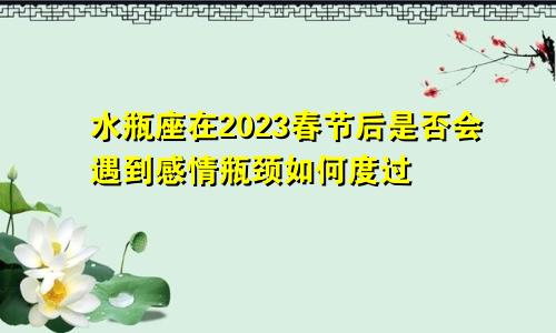 水瓶座在2023春节后是否会遇到感情瓶颈如何度过