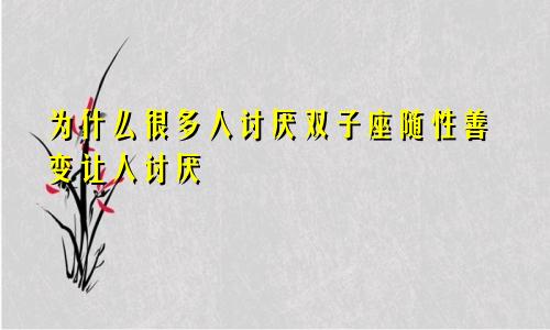 为什么很多人讨厌双子座随性善变让人讨厌