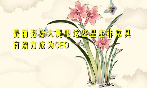 提前抱好大腿吧这些星座非常具有潜力成为CEO