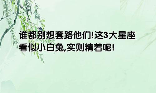 谁都别想套路他们!这3大星座看似小白兔,实则精着呢!