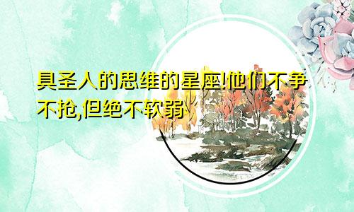 具圣人的思维的星座!他们不争不抢,但绝不软弱