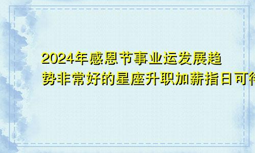 2024年感恩节事业运发展趋势非常好的星座升职加薪指日可待