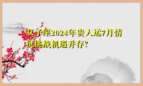 双子座2024年贵人运7月情况挑战机遇并存？