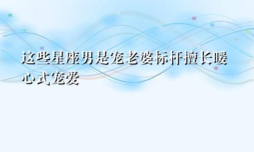 这些星座男是宠老婆标杆擅长暖心式宠爱