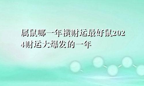 属鼠哪一年横财运最好鼠2024财运大爆发的一年