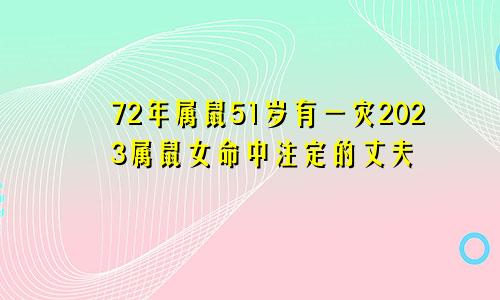 72年属鼠51岁有一灾2023属鼠女命中注定的丈夫