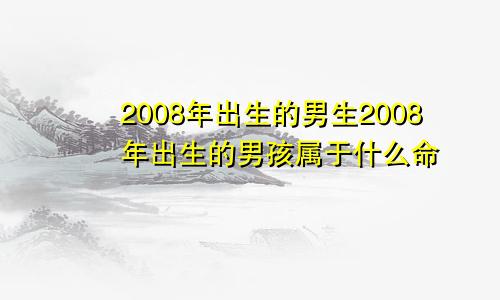 2008年出生的男生2008年出生的男孩属于什么命