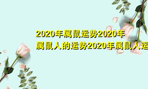 2020年属鼠运势2020年属鼠人的运势2020年属鼠人运气怎么样?