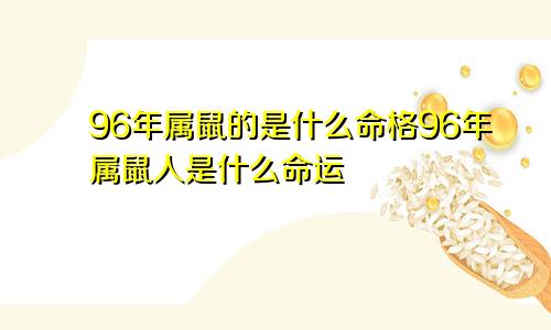 96年属鼠的是什么命格96年属鼠人是什么命运