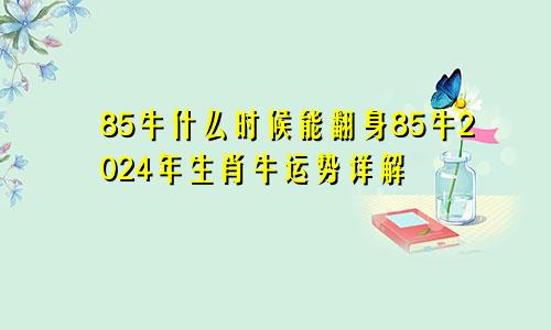 85牛什么时候能翻身85牛2024年生肖牛运势详解