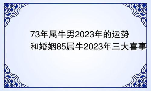 73年属牛男2023年的运势和婚姻85属牛2023年三大喜事