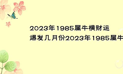 2023年1985属牛横财运爆发几月份2023年1985属牛横财运爆发女