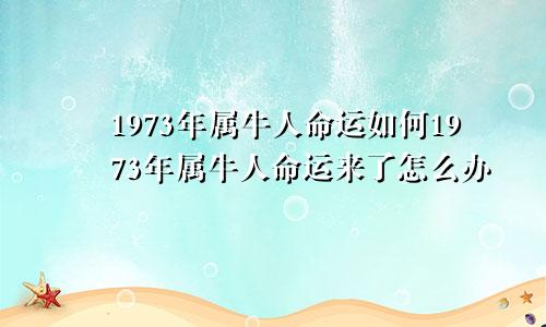 1973年属牛人命运如何1973年属牛人命运来了怎么办