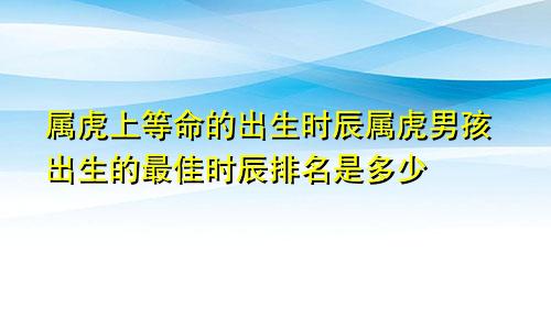 属虎上等命的出生时辰属虎男孩出生的最佳时辰排名是多少