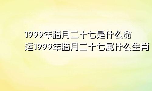 1999年腊月二十七是什么命运1999年腊月二十七属什么生肖