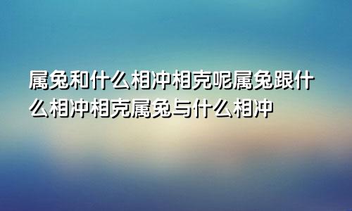 属兔和什么相冲相克呢属兔跟什么相冲相克属兔与什么相冲