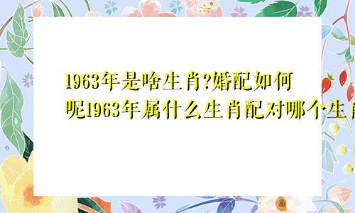 1963年是啥生肖?婚配如何呢1963年属什么生肖配对哪个生肖