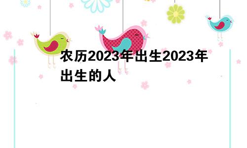 农历2023年出生2023年出生的人