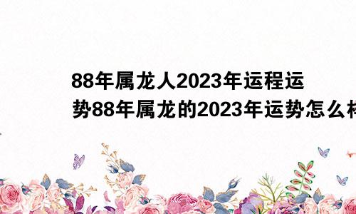 88年属龙人2023年运程运势88年属龙的2023年运势怎么样