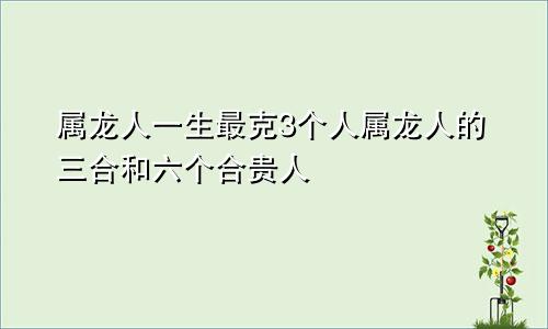 属龙人一生最克3个人属龙人的三合和六个合贵人