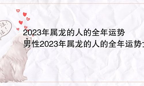 2023年属龙的人的全年运势男性2023年属龙的人的全年运势女性运程