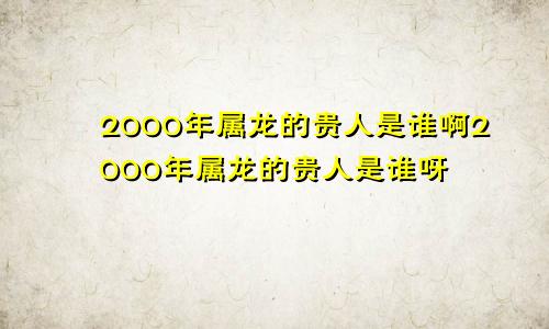 2000年属龙的贵人是谁啊2000年属龙的贵人是谁呀