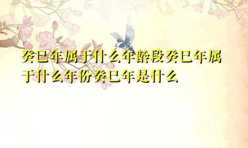 癸巳年属于什么年龄段癸巳年属于什么年份癸巳年是什么