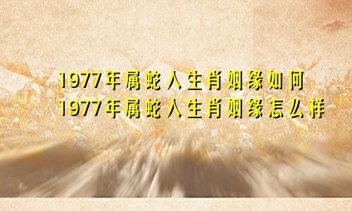 1977年属蛇人生肖姻缘如何1977年属蛇人生肖姻缘怎么样