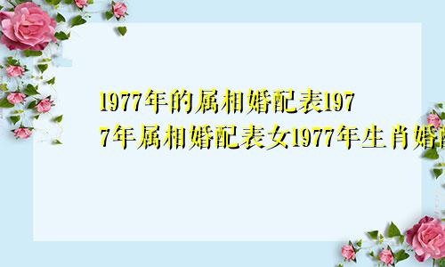 1977年的属相婚配表1977年属相婚配表女1977年生肖婚配