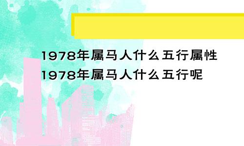 1978年属马人什么五行属性1978年属马人什么五行呢