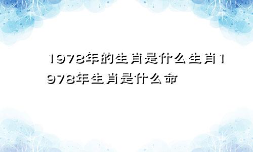 1978年的生肖是什么生肖1978年生肖是什么命