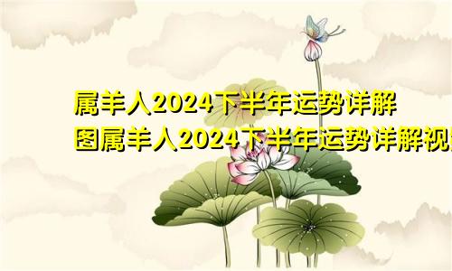 属羊人2024下半年运势详解图属羊人2024下半年运势详解视频