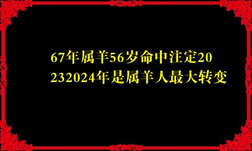 67年属羊56岁命中注定20232024年是属羊人最大转变