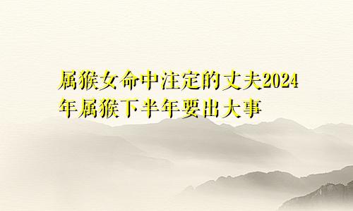 属猴女命中注定的丈夫2024年属猴下半年要出大事