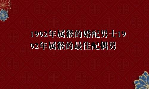 1992年属猴的婚配男士1992年属猴的最佳配偶男