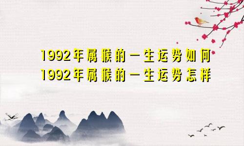 1992年属猴的一生运势如何1992年属猴的一生运势怎样