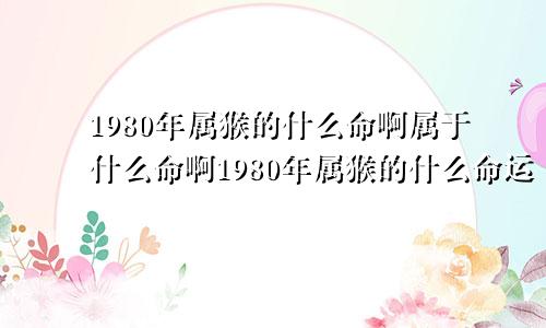 1980年属猴的什么命啊属于什么命啊1980年属猴的什么命运