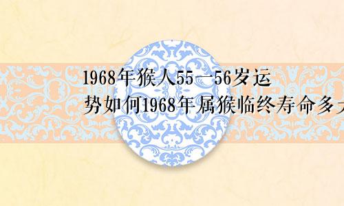 1968年猴人55一56岁运势如何1968年属猴临终寿命多大