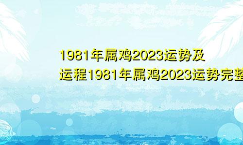 1981年属鸡2023运势及运程1981年属鸡2023运势完整版