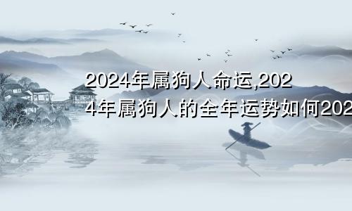 2024年属狗人命运,2024年属狗人的全年运势如何2024年属狗人命运,2024年属狗人的全年运势如何样