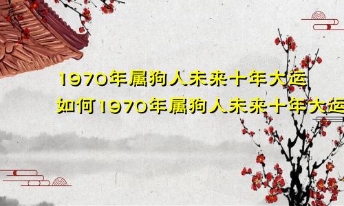 1970年属狗人未来十年大运如何1970年属狗人未来十年大运运势