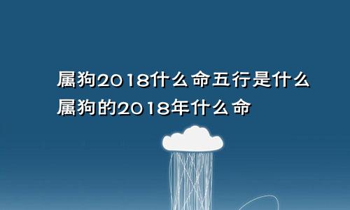 属狗2018什么命五行是什么属狗的2018年什么命