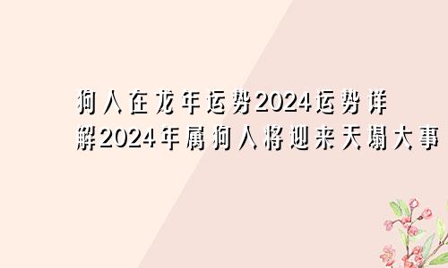 狗人在龙年运势2024运势详解2024年属狗人将迎来天塌大事