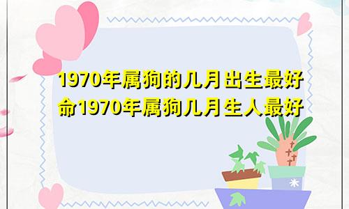 1970年属狗的几月出生最好命1970年属狗几月生人最好