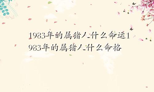 1983年的属猪人什么命运1983年的属猪人什么命格