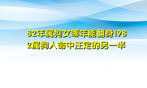 82年属狗女哪年能翻身1982属狗人命中注定的另一半